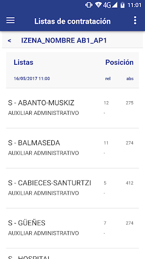 Listas Contratación Osakidetza Screen 2