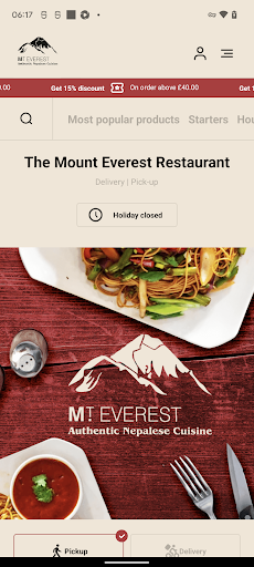 Android application The Mount Everest Restaurant screenshort