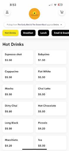 Android application The Early Bird & Sweet Basil screenshort