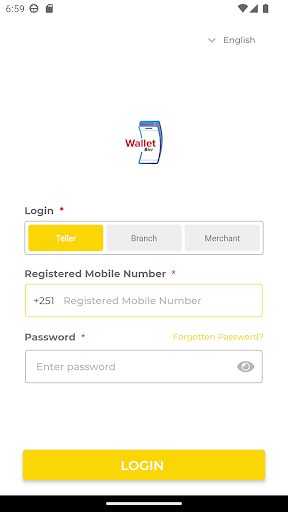 Android application Wallet Birr Merchant screenshort