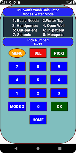 WASH Calculator Screen 2