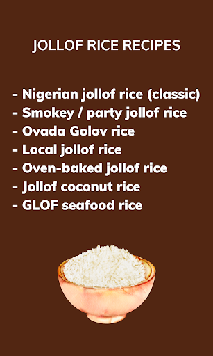 Android application Jollof rice recipes screenshort