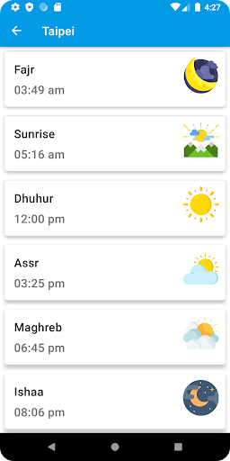 Android application Jadwal Sholat Taiwan screenshort