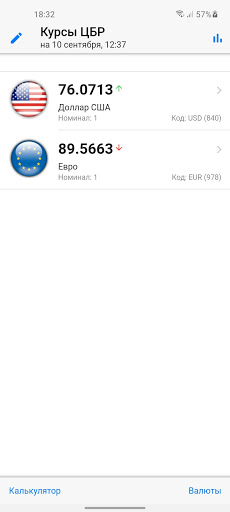 Android application Курсы валют ЦБ России screenshort