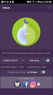 Orbot: لقطة شاشة Tor لنظام Android