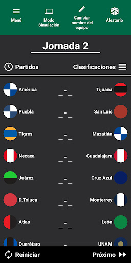 Simulador de la Liga Mexicana