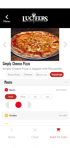 Screenshot of Lucifers Pizza