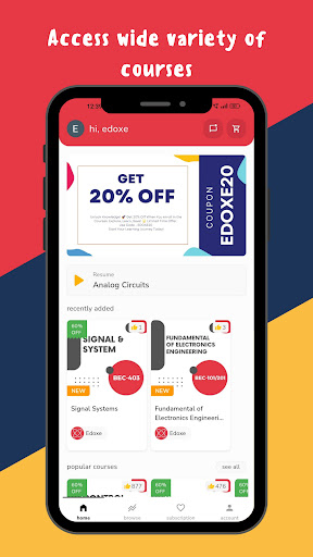 Android application Edoxe: an elearning platform screenshort