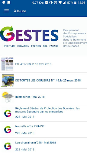 Android application GESTES screenshort