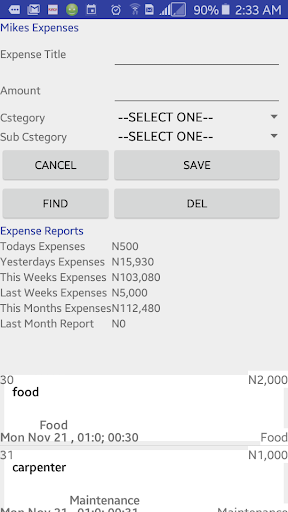 Expense Tracker Screen 3