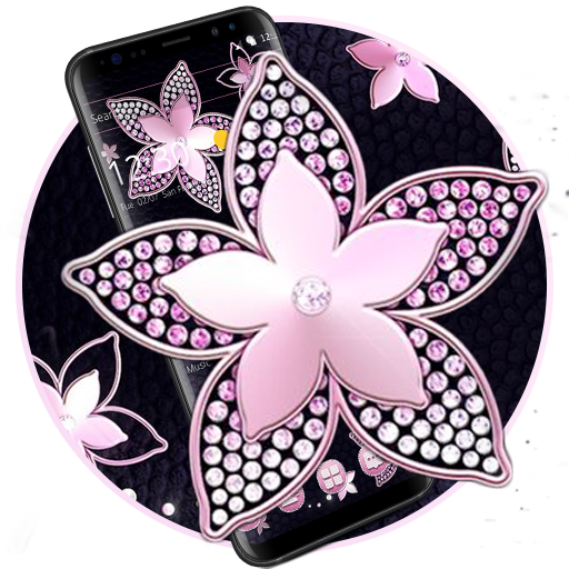Pink Flower Diamond Black Theme Google Play のアプリ