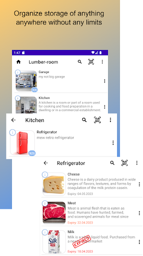 Android application Lumber-room storage organizer screenshort
