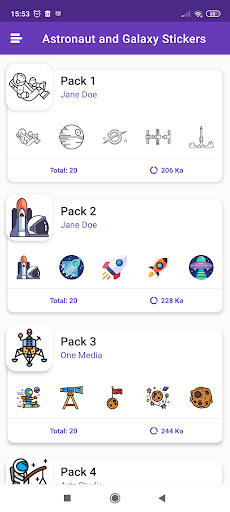Android application Astronaut & Galaxy Stickers screenshort