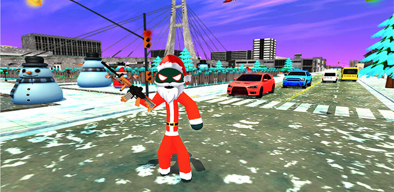 Santa Stickman Rope Hero: Gangster Crime Simulator