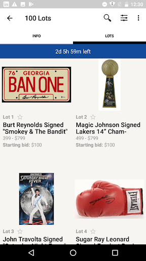 Gametime Auctions Screen 3