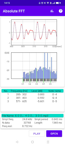 Absolute FFT: frequency viewer Screen 2