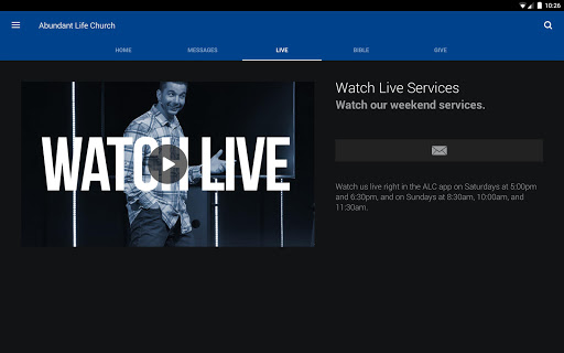 Screenshot of goALC - Abundant Life Church