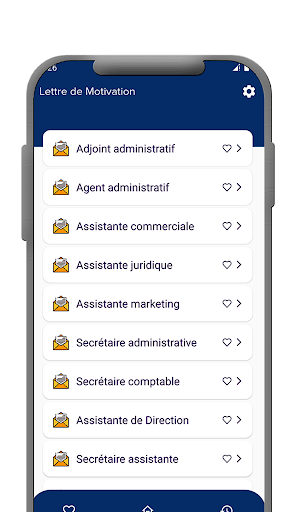 Android application Lettre de Motivation : Modèles screenshort