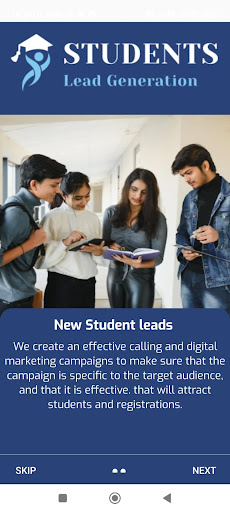 Android application Student lead generation screenshort