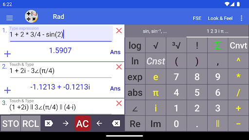 Complex Number Calculator Screen 2