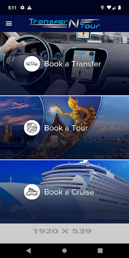 Android application TransferNTour: Travel App screenshort