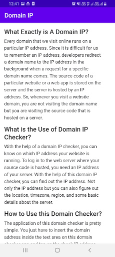 Check Domain IP Address Screen 2