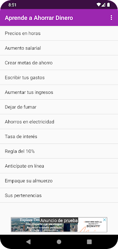 Android application Aprende a ahorrar dinero screenshort