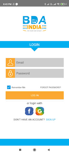 Android application BDA India screenshort