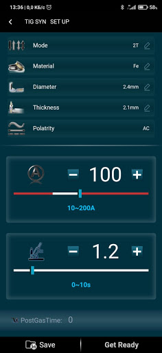Android application Grovers MIG 220 C AC/DC screenshort
