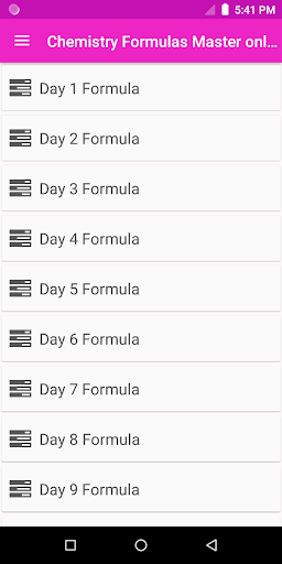 Android application Chemistry Formulas Master only screenshort
