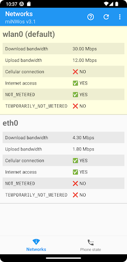 Android application miNWos: Network Status Viewer screenshort