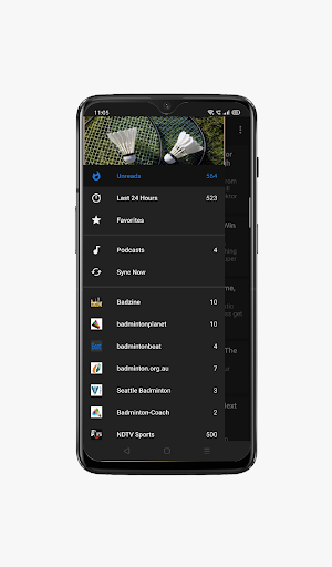 Android application Badminton news screenshort
