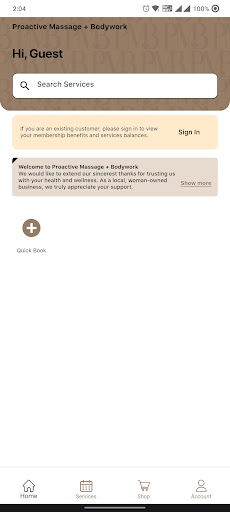 Android application Proactive Massage + Bodywork screenshort