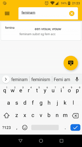 Android application Latijn-Nederlands woordenboek screenshort