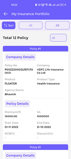 InsureBook: Insurance CRM App Screen 3