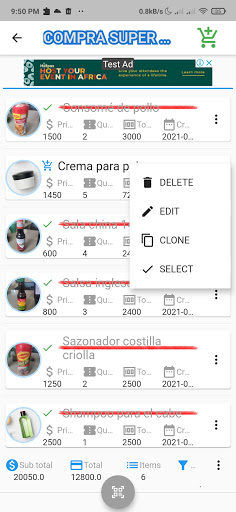 Android application Shopping List screenshort