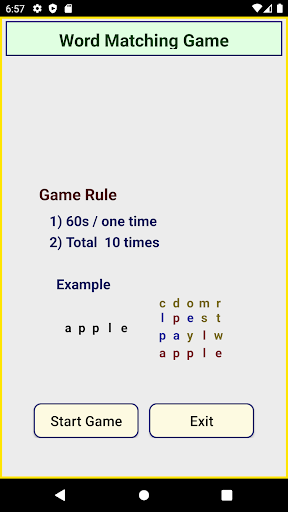 Android application Word Matching Game screenshort