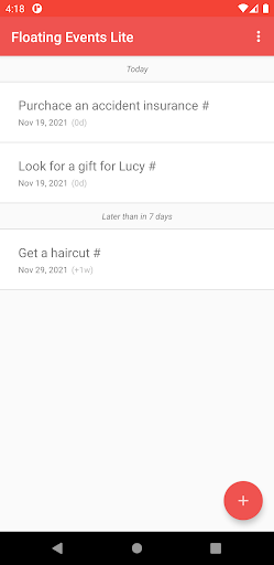 Android application Floating Events Lite screenshort