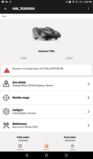 Screenshot of Husqvarna Fleet Services