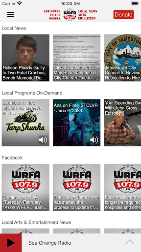 WRFA Public Radio App Screen 2