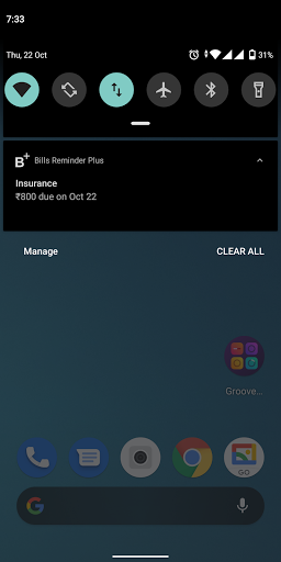 Android application Bills Reminder Plus screenshort