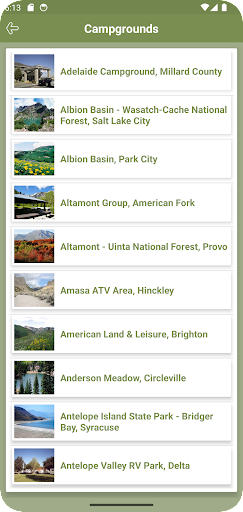 Utah Campgrounds Screen 3