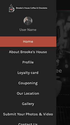 Android application Brooke's House Coffee screenshort