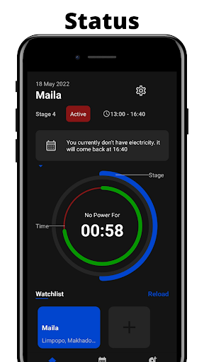 Android application E Loadshedding screenshort