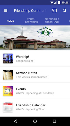 Android application Friendship Community Church screenshort