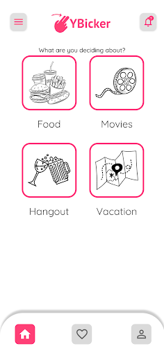 Android application YBicker: Swipe to Decide screenshort