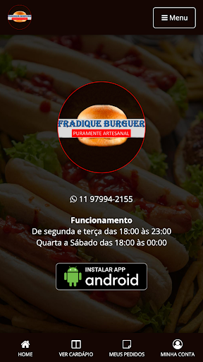 Android application Fradique Burguer screenshort