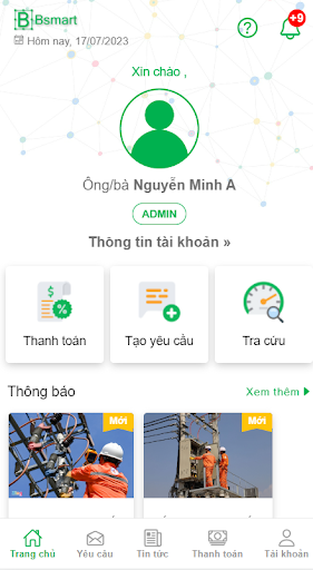 Android application BSmart CSKH screenshort