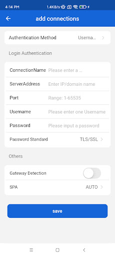 Android application Hillstone Secure Connect screenshort