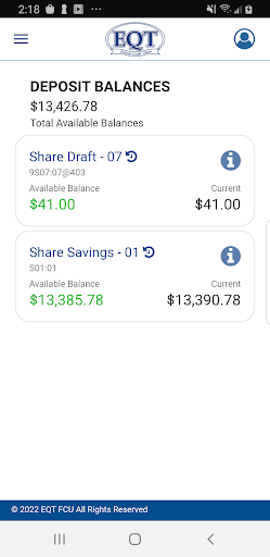 EQT Federal Credit Union Screen 2